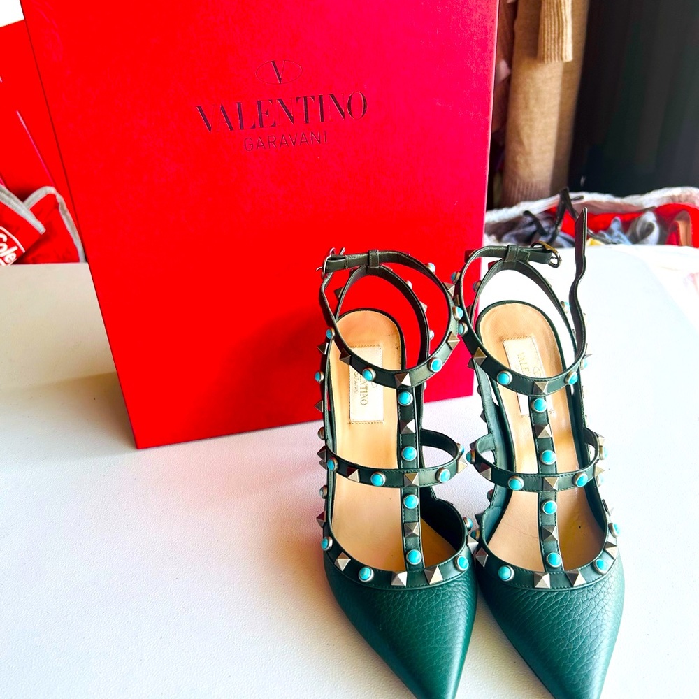 Valentino Rockstud Ankle Strap Heels